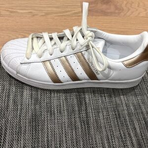 Adidas Kids Sneakers White with Gold Stripes